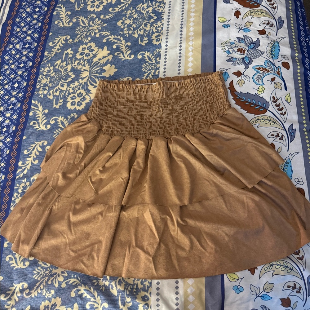 Suede tiered skirt